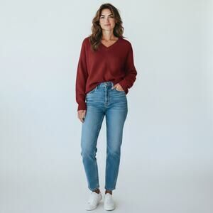 Soya Concept Maroon V Neck Sweater NWT Women's XL Poly Blend Knit #1746